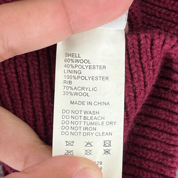 Stussy Sweater Curly S Burgundy Size Medium - Picture 4 of 4